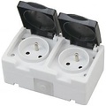 Waterproof Double Outdoor Socket IP54 - Earthed & Perfect for LED accessories in Belgium