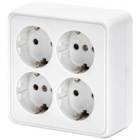 4-way white wall socket with earth connection - LED accessories