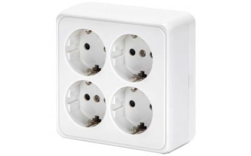 HLW LED Aigi Kuta 4-way white wall socket with earth connection – Safe LED accessories