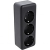 Q-LINK 3-way Wall Socket Matte Black with Child Safety