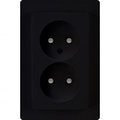 KOPP Paris HK05 Flush-Mounted Wall Socket - Double Socket Matte Black, Safe LED Accessories