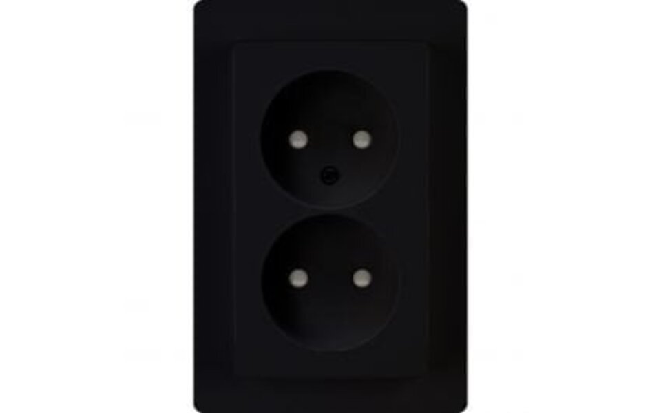 KOPP KOPP Paris HK05 Flush-Mounted Wall Socket - Double Socket Matte Black, Safe LED Accessories