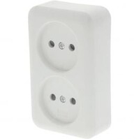 Q-LINK Double Wall Socket Polar White with Child Safety
