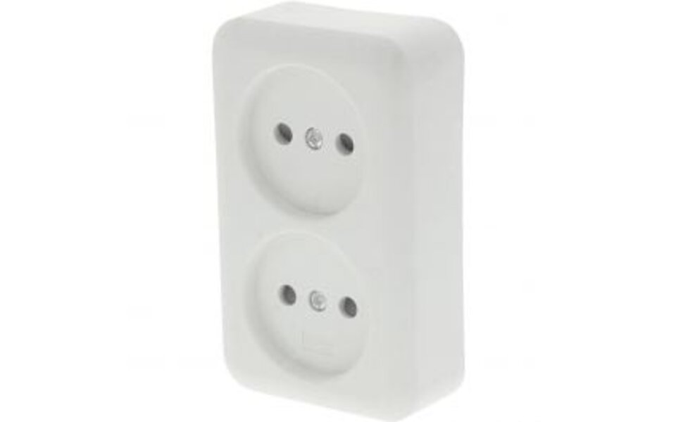 Q-LINK Q-LINK Double Surface-Mounted Wall Socket Polar White – Safe LED Accessories