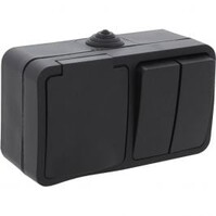 Q-LINK Wall Socket Matte Black with Double Series Switch