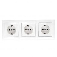 3-way white wall socket with earth connection - LED accessories