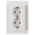 KOPP Athenis HK07 Inbouw Wandcontactdoos 1-voudig Dubbel Stopcontact Randaarde Helder Glans Wit LED Toebehoren