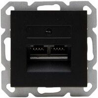 KOPP UTP RJ45 Socket 2-way CAT6 Matte Black