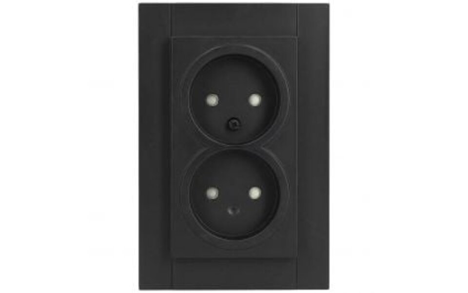 KOPP KOPP Athenis HK07 Inbouw Wandcontactdoos - Dubbel, Kinderbeveiligd, Mat Zwart LED Toebehoren