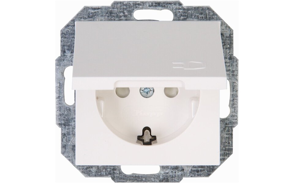 KOPP KOPP Athenis HK07 Wall Socket - Flush-Mounted Single Socket with Child Safety Feature & Grounding | LED Accessories