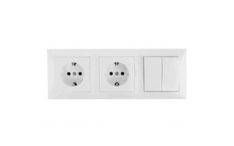 HLW LED Wisselschakelaar Wissel/Wissel met LED Toebehoren - 2-voudig Stopcontact & Dubbel Schakelaar Wit