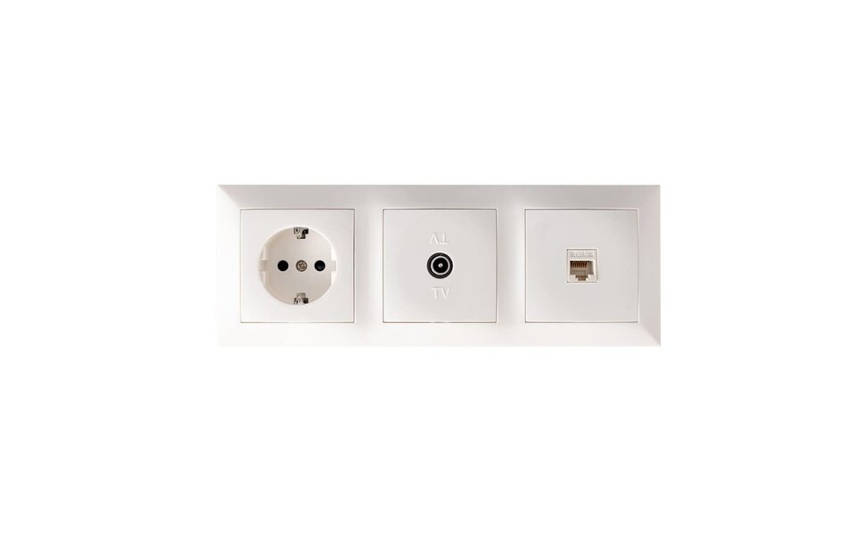 HLW LED Aigi Cika Single UTP RJ45 & Coax Wall Socket with Grounded Socket - LED Accessories
