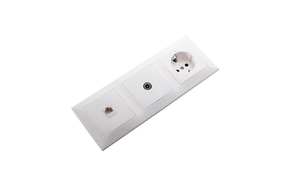 HLW LED Aigi Cika Single UTP RJ45 & Coax Wall Socket with Grounded Socket - LED Accessories