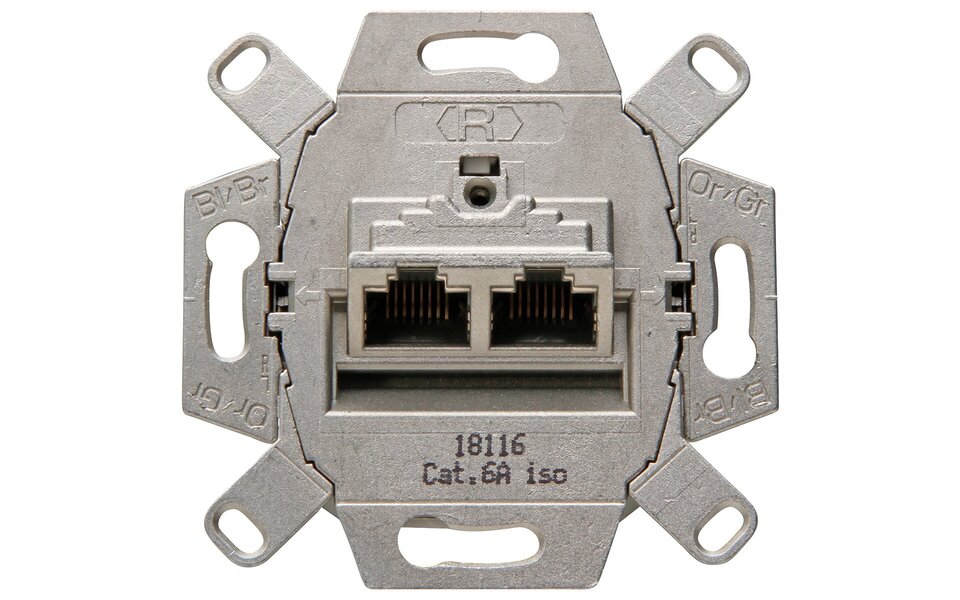 KOPP KOPP UTP RJ45 Stopcontact 2-voudig CAT6 - Inbouw Wandcontactdoos voor LED toebehoren