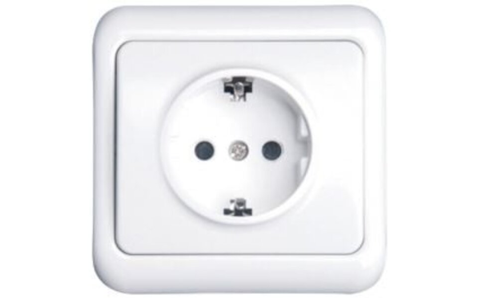 HLW LED Aigi Cuka wall socket - 1-gang flush-mounted with earth connection and white cover frame
