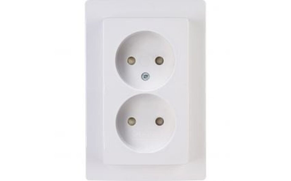 KOPP KOPP Paris HK05 Flush-Mounted Wall Socket - Double Socket with Child Safety, LED Accessories Arctic Gloss White