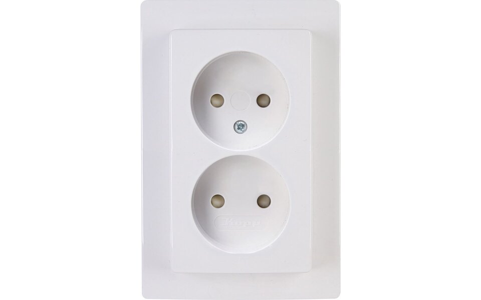 KOPP KOPP Paris HK05 Flush-Mounted Wall Socket - Double Socket with Child Safety, LED Accessories Arctic Gloss White