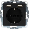 KOPP Wall Socket Matte Black with 2 USB - LED Accessories