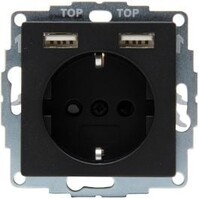 KOPP Wall Socket Matte Black with 2 USB - LED Accessories