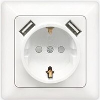 Aigi Cika wall socket - single with 2 USB ports & earth connection