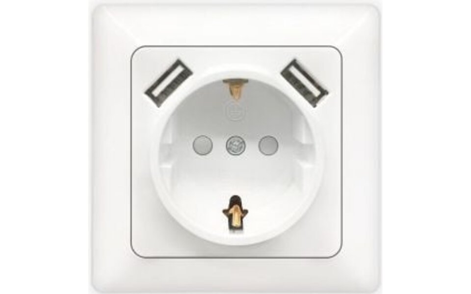 HLW LED Aigi Cika wall socket - Flush-mounted single socket with 2 USB & LED accessories