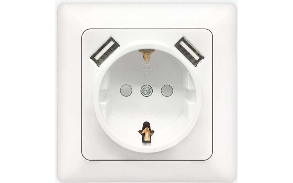 HLW LED Aigi Cika wall socket - Flush-mounted single socket with 2 USB & LED accessories