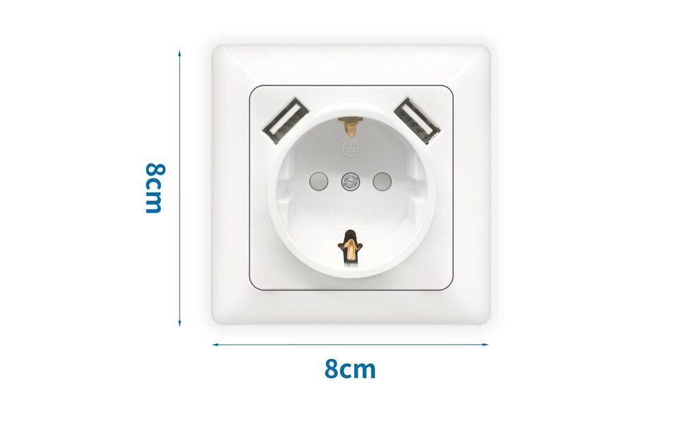 HLW LED Wandcontactdoos Aigi Cika - Inbouw 1-voudig stopcontact met 2 USB & LED toebehoren