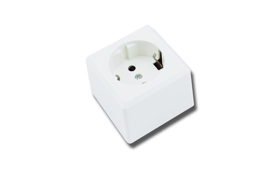 HLW LED Aigi Kuta White Wall Socket - Single, Earth Connection & Safe LED Accessories