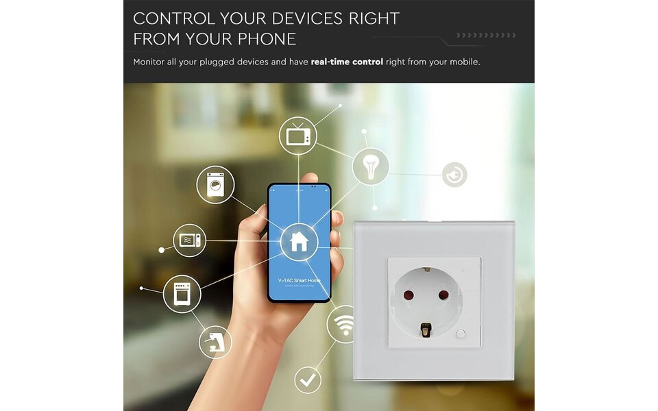 HLW LED Viron Wimo Smart WiFi Wandcontactdoos 1-voudig Geaard met LED Toebehoren