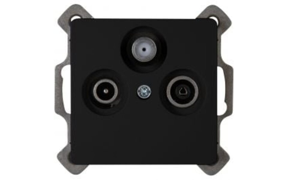 KOPP KOPP Inbouw Coax Wandcontactdoos Mat Zwart – Ideaal LED toebehoren voor TV, Radio & Satelliet