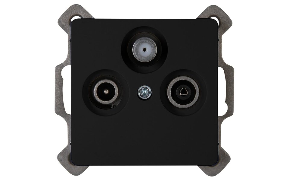 KOPP KOPP Inbouw Coax Wandcontactdoos Mat Zwart – Ideaal LED toebehoren voor TV, Radio & Satelliet