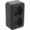 Q-LINK Double Wall Socket Matte Black | Safe & Stylish LED Accessories