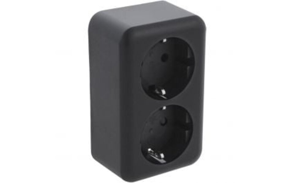 Q-LINK Q-LINK Double Wall Socket Matte Black | Safe & Stylish LED Accessories