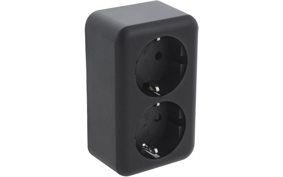 Q-LINK Q-LINK Double Wall Socket Matte Black | Safe & Stylish LED Accessories