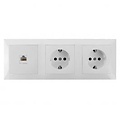 UTP RJ45 2-way socket with earth connection & LED accessories - Flush-mounted wall socket, white