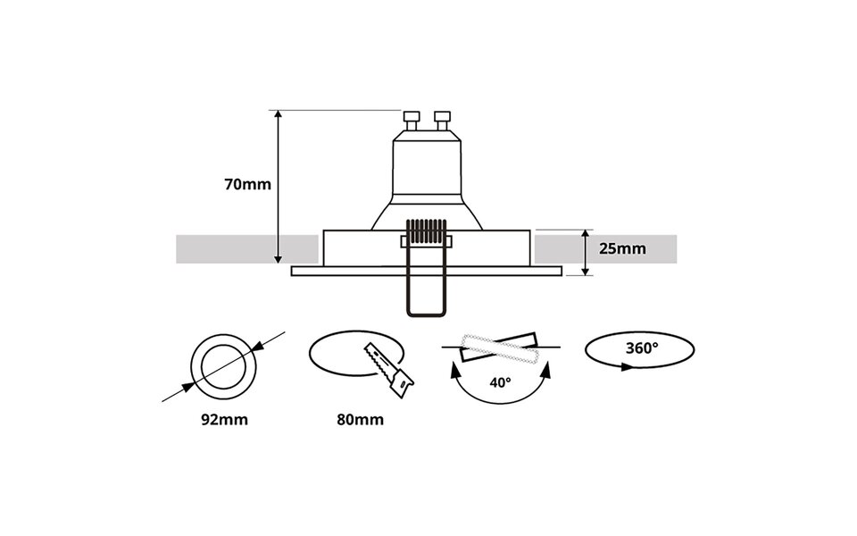 HLW LED Kantelbare Inbouwspot Sigmi Luno Pro met GU10 Fitting - LED Toebehoren