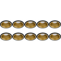 Spot Armatuur 10 Pack - GU10 Inbouwspot Rond Zwart/Goud Spot Armatuur 10 Pack - GU10 Inbouwspot Rond Zwart/Goud