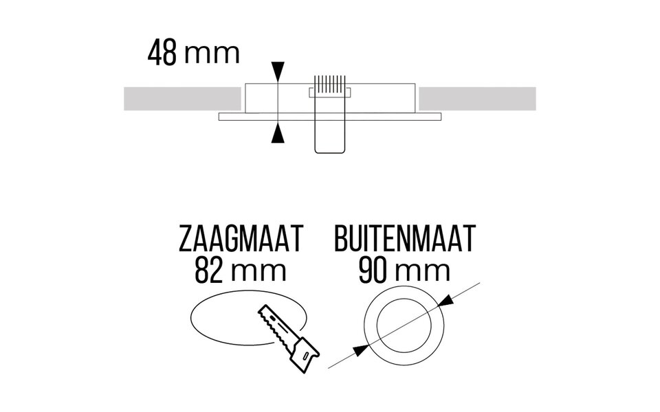 HLW LED Spot Armatuur GU10 - Pragmi Minko Pro Inbouwspot Zwart Aluminium Ø90mm