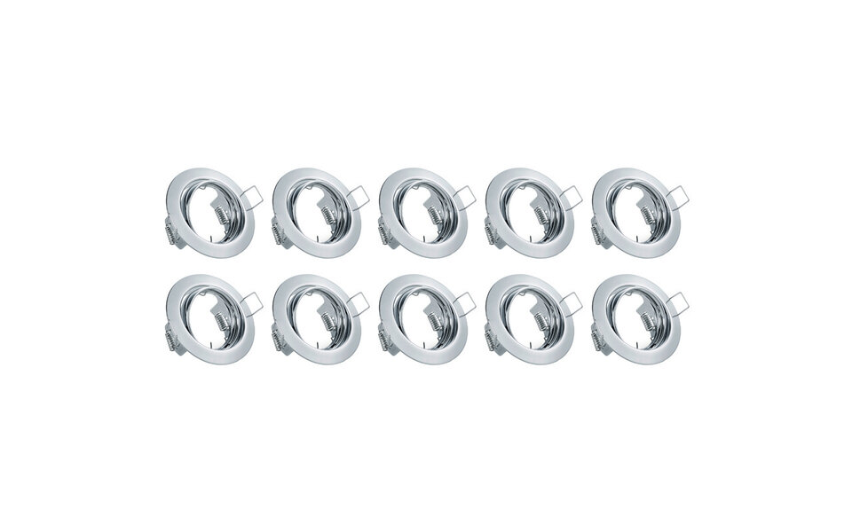 HLW LED Spot Armatuur 10 Pack - GU10 fitting LED toebehoren - Kantelbaar, chroom & aluminium