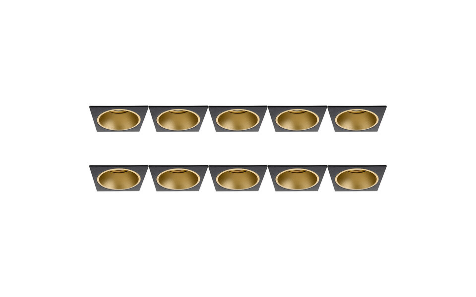 HLW LED Spot Fixture 10 Pack - GU10 fitting LED accessories - Aluminum recessed spotlight black/gold
