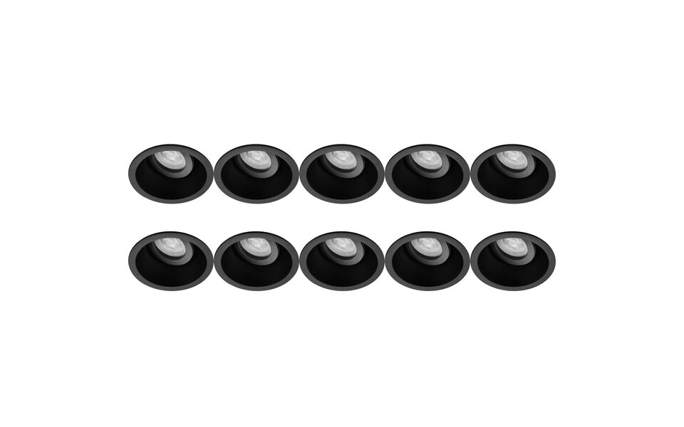 HLW LED Spot Armatuur 10 Pack - Kantelbare GU10 fitting LED toebehoren in Zwart
