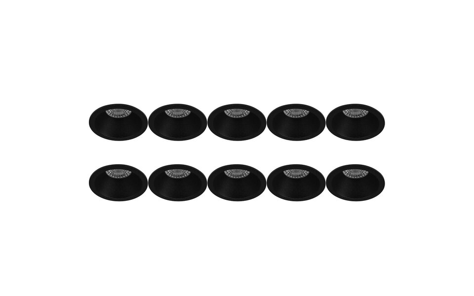 HLW LED Spot Fixture 10 Pack - Pragmi Pollon Pro - GU10 Recessed Spot Black
