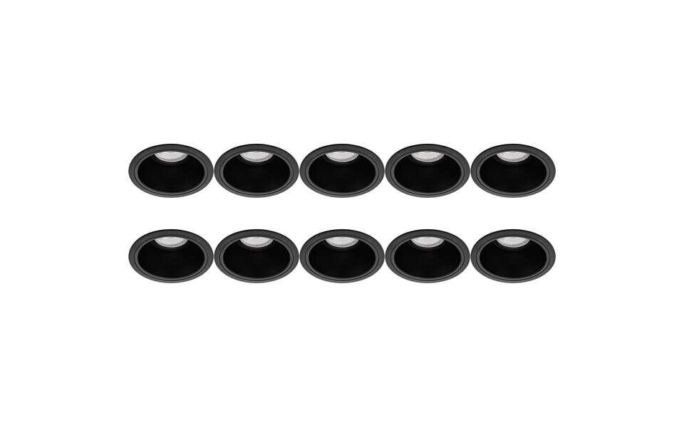HLW LED Spot Armatuur 10 Pack - GU10 Inbouwspot Zwart Aluminium, Verdiept Ø90mm HLW LED Spot Armatuur 10 Pack - GU10 Inbouwspot Zwart Aluminium, Verdiept Ø90mm