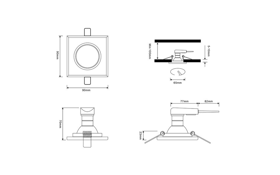 HLW LED Spotlight Fixture GU10 - Trion Panomi Recessed Spotlight with LED Accessories & GU10 Fitting
