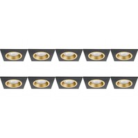 Spotlight Fixture 10 Pack - GU10 Fitting - Black/Gold Aluminum