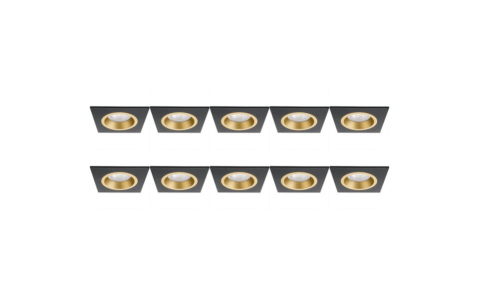 HLW LED Spot Armatuur 10 Pack - GU10 Inbouwspot - Zwart/Goud Aluminium - LED Toebehoren HLW LED Spot Armatuur 10 Pack - GU10 Inbouwspot - Zwart/Goud Aluminium - LED Toebehoren