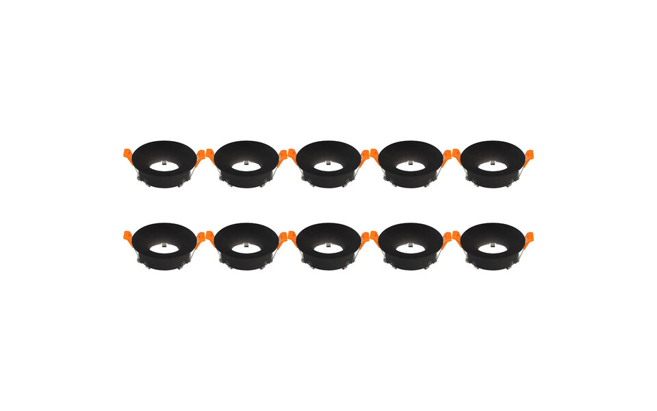 HLW LED Spotlight Fixture 10 Pack - GU10 fitting - Round recessed spotlight black aluminum Ø85mm