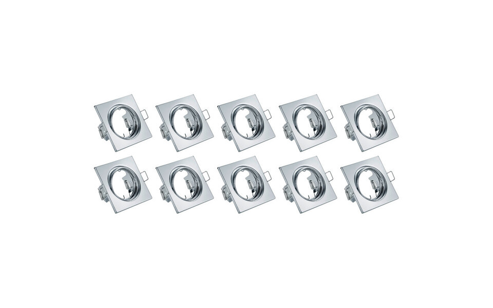 HLW LED Spot Fixture 10 Pack - Tiltable GU10 Recessed Spotlight with LED Accessories, Chrome & Aluminum HLW LED Spot Fixture 10 Pack - Tiltable GU10 Recessed Spotlight with LED Accessories, Chrome & Aluminum