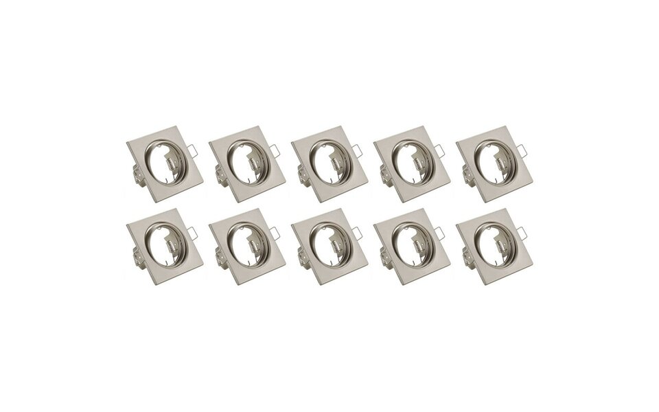 HLW LED Spotlight Fixture 10 Pack - Tiltable GU10 Fitting LED Accessories Square Nickel