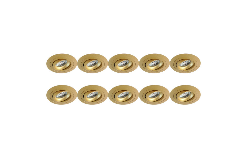HLW LED Spotlight Fixture 10 Pack - Tiltable GU10 Fitting - Gold Aluminum LED Accessories